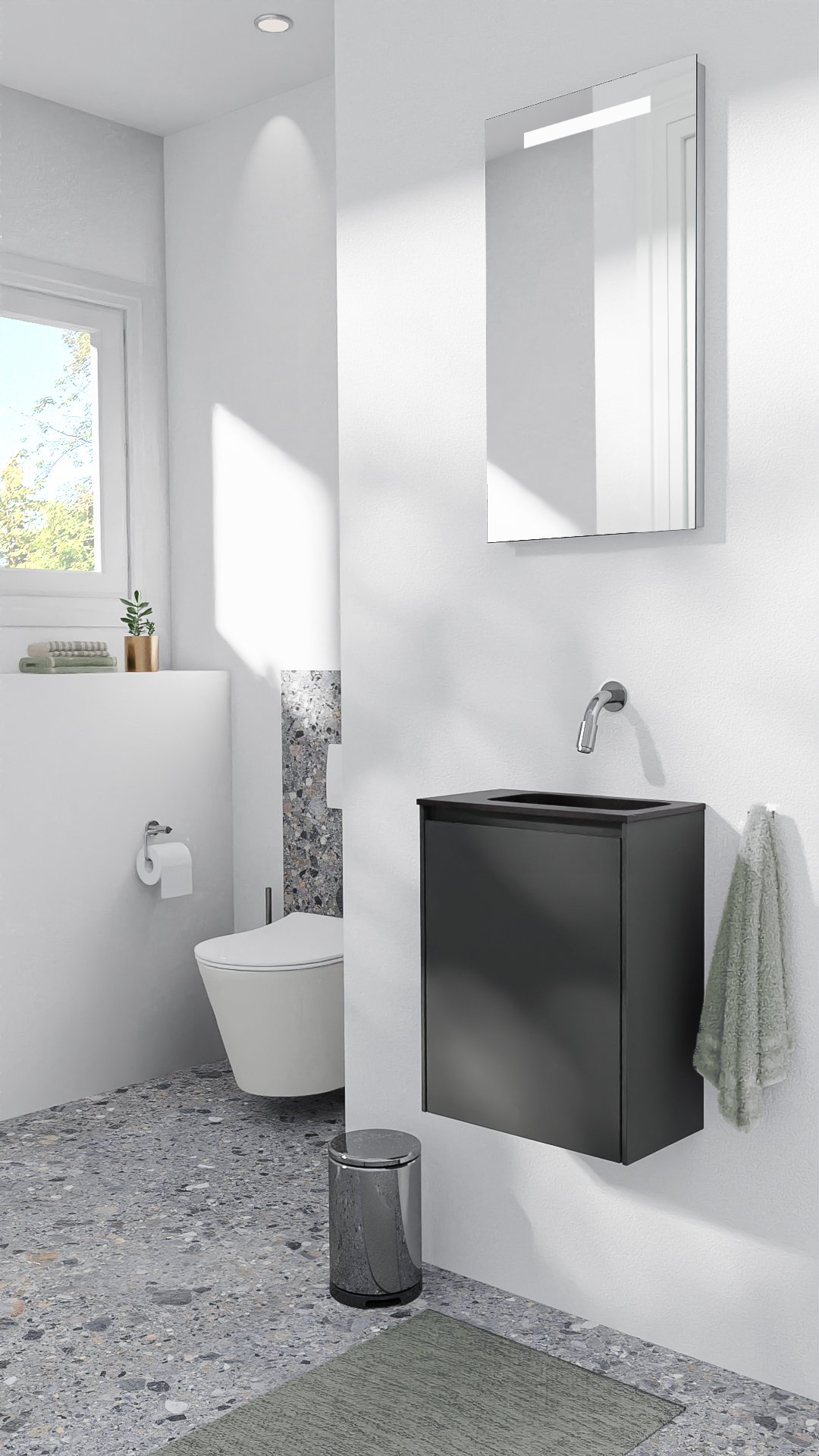 Storke Edge meuble lave-mains suspendu 40 x 22 cm Noir Mat