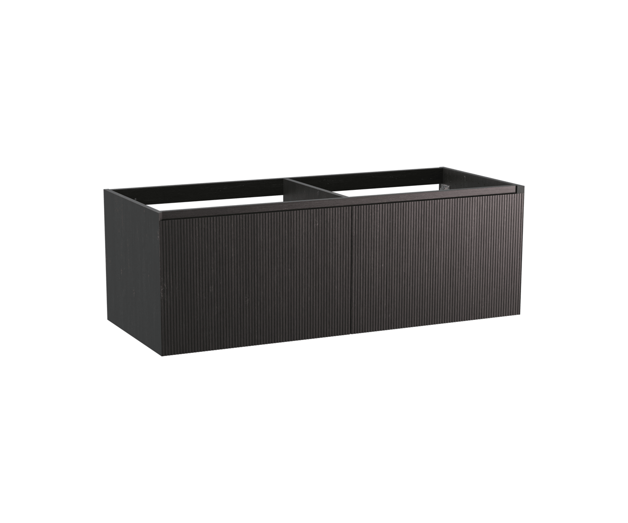 Balmani Fila hängender Waschbeckenunterschrank: 135 x 55 cm, Eiche Schwarz, Furnierholz, 4 Schubladen