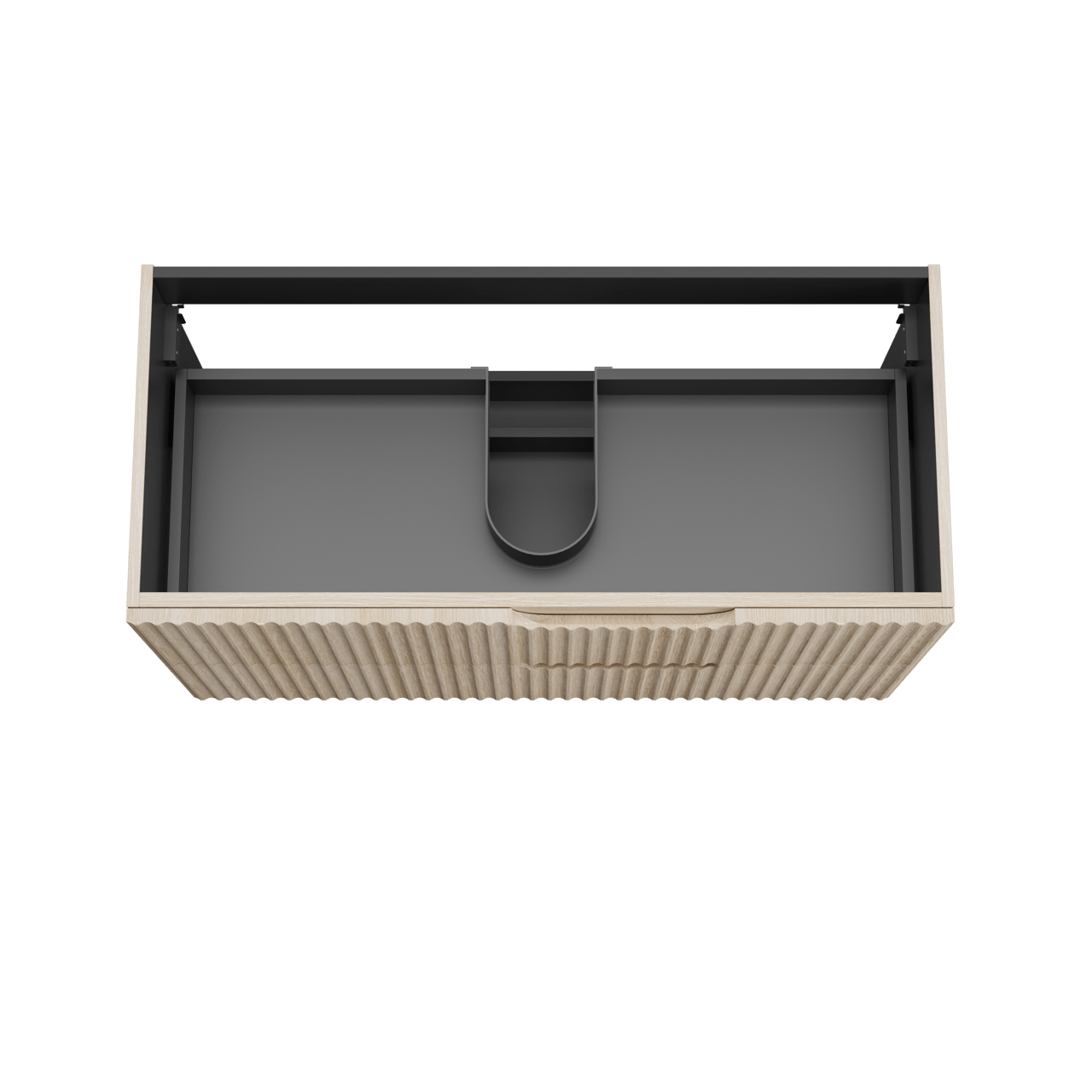 Linie Ribbo hängender Waschbeckenunterschrank: 100 x 46 cm, Eiche hell, 2 Schubladen