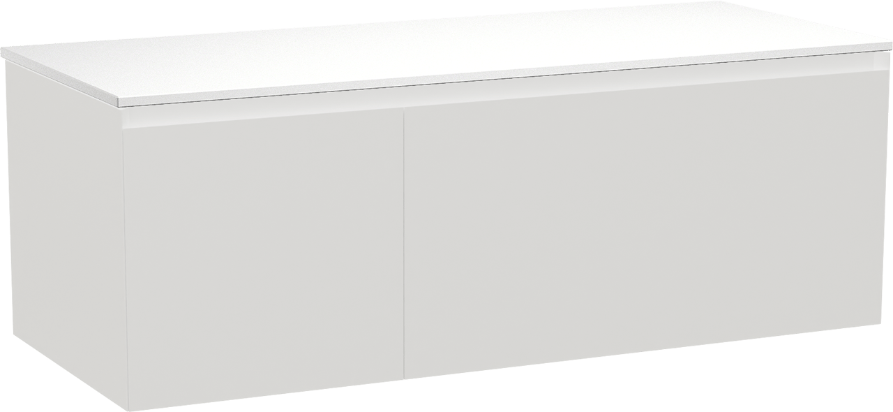 Balmani Idra by Mitra meuble salle de bains suspendu 135 x 55 cm blanc mat avec Stretto tablette simple ou double en solid surface blanc mat
