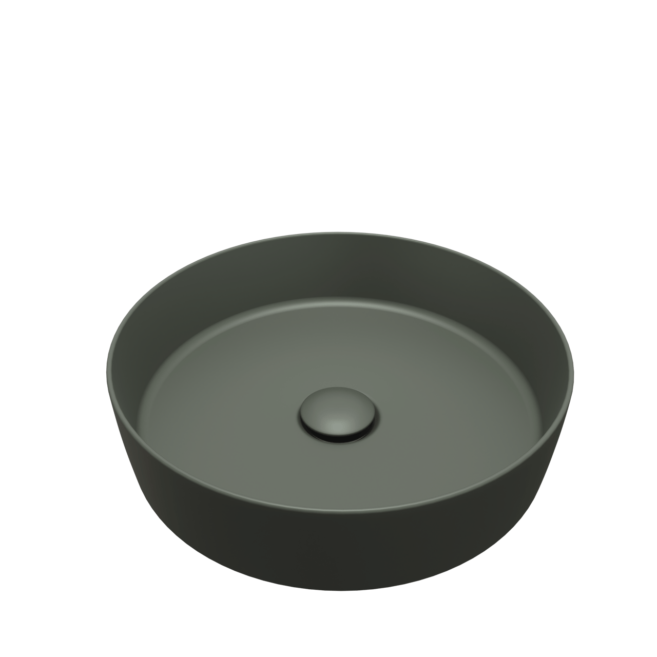 Balmani Fiyi Aufsatzwaschbecken: Matt Forest Solid Surface, rund, Ø 39 cm