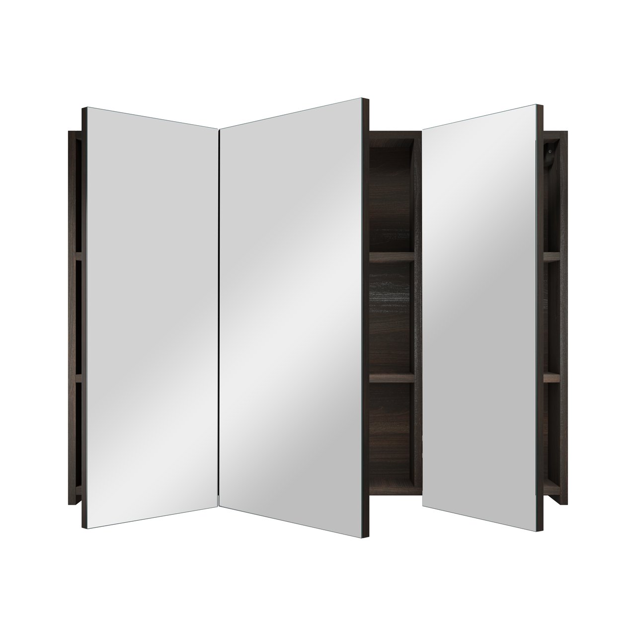 Linie Montro Spiegelschrank, 100 x 75 cm, dunkles Nussbaum