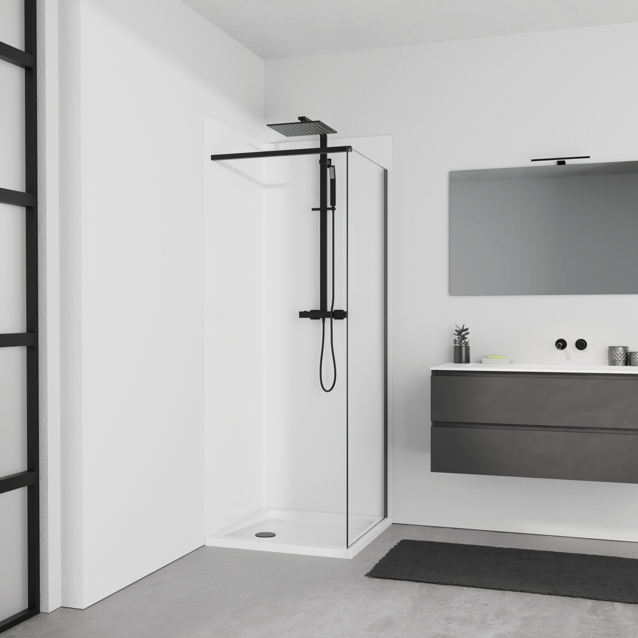 Linie Wall panneaux muraux de douche 80 x 80 x 220 cm acrylique blanc brillant