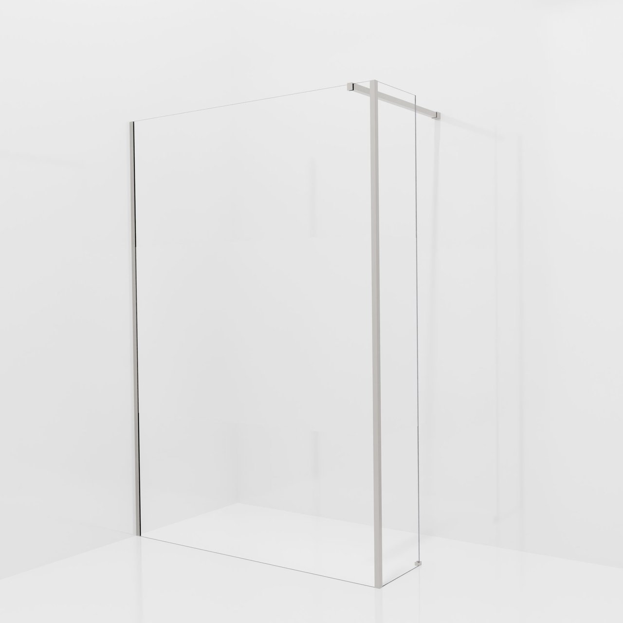 Balmani Modular Walk-In Dusche mit fester Seitenwand: 140 x 200 cm, Klarglas mit mattiertem Streifen, inklusive Coating, Profil Brushed Inox