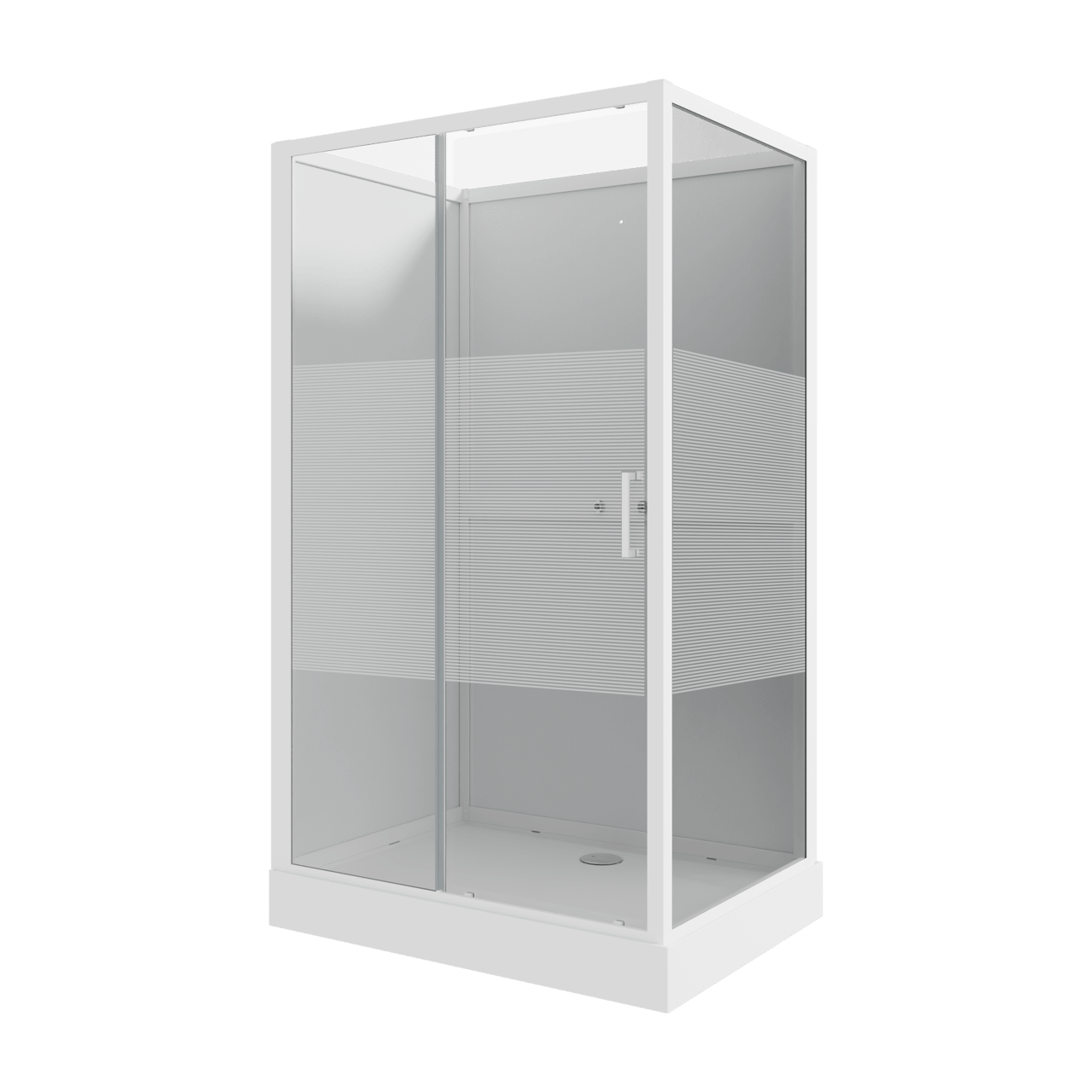 Luca Varess Talan cabine de douche avec porte coulissantes 90 x 120 cm verre à rayures profil blanc brillant