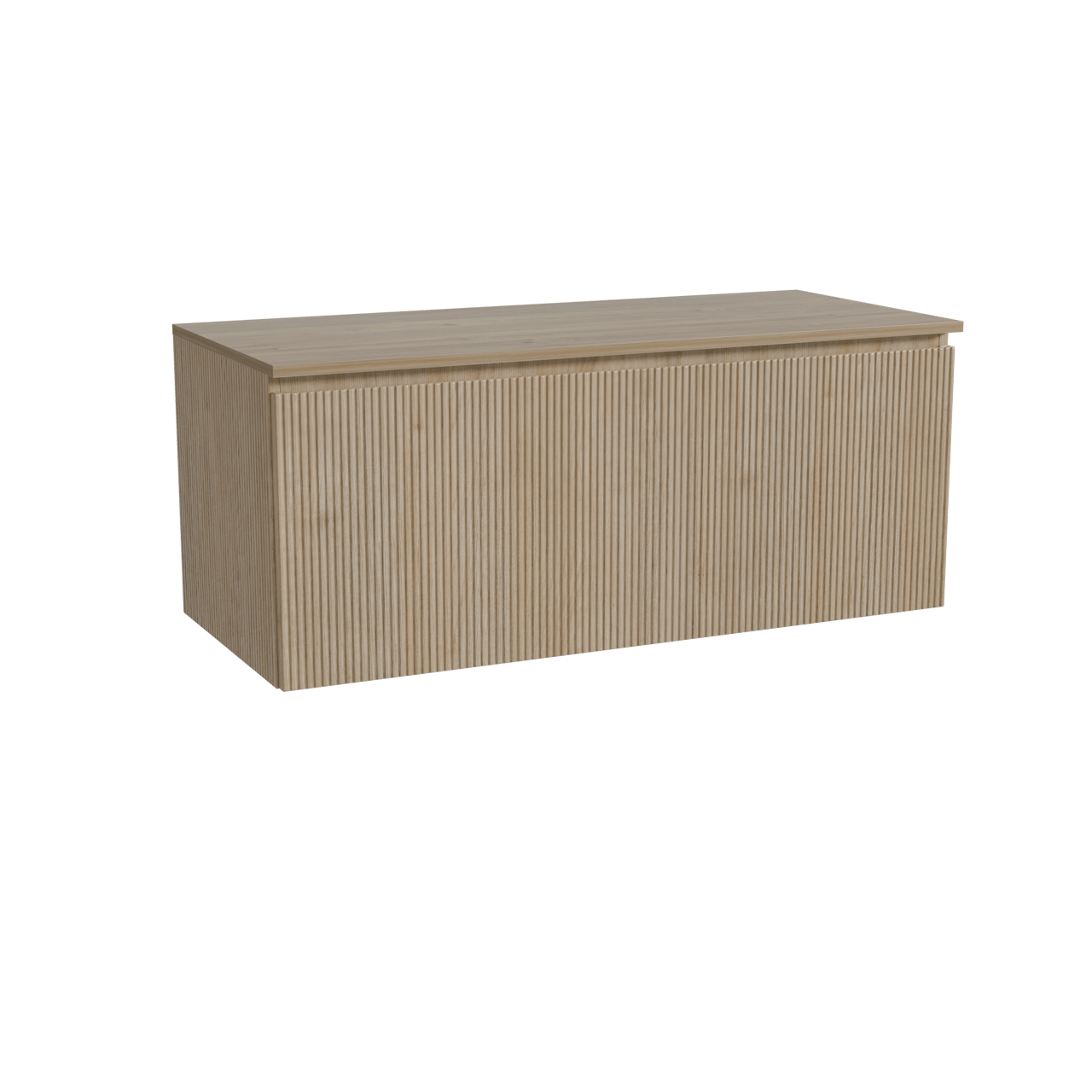 Storke Ribs hängendes Möbelstück Set: 120 x 52 cm, Rohe Eiche, mit Panton Einzel- oder Doppel Waschtischplatte, Melamin, Rohe Eiche, Vertikale symmetrische gerade Rippe