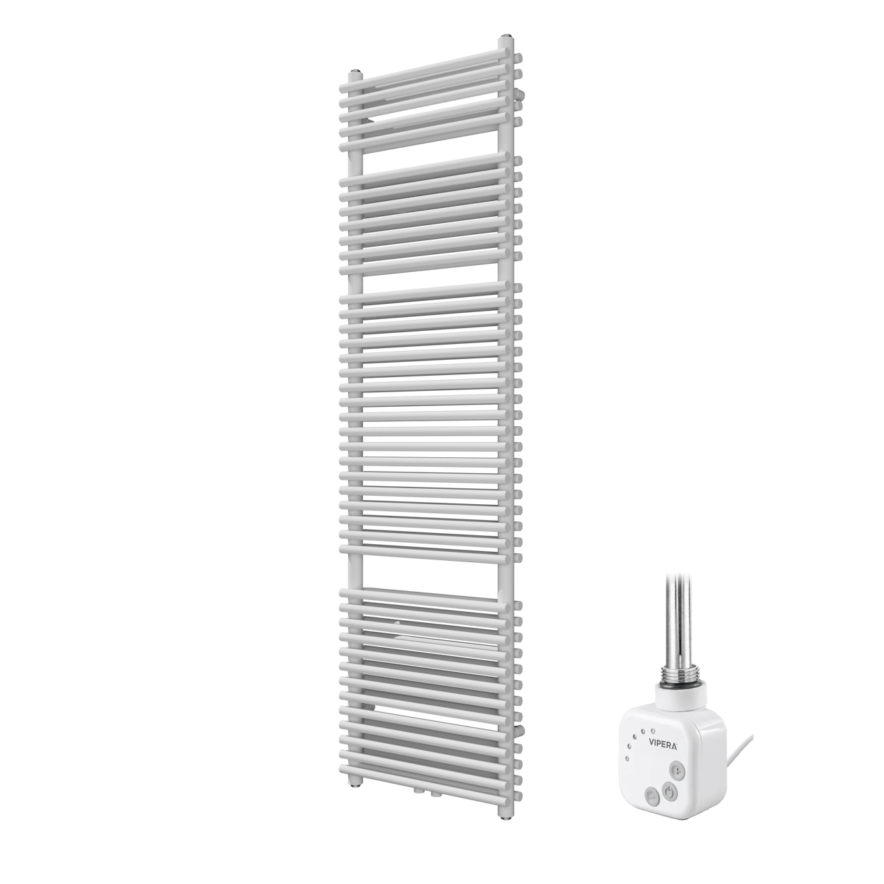 Vipera Alegria sèche-serviettes Doublé 50 x 180 cm chauffage électrique blanc mat raccordement latéral et central possible 1200W, résistance incluse