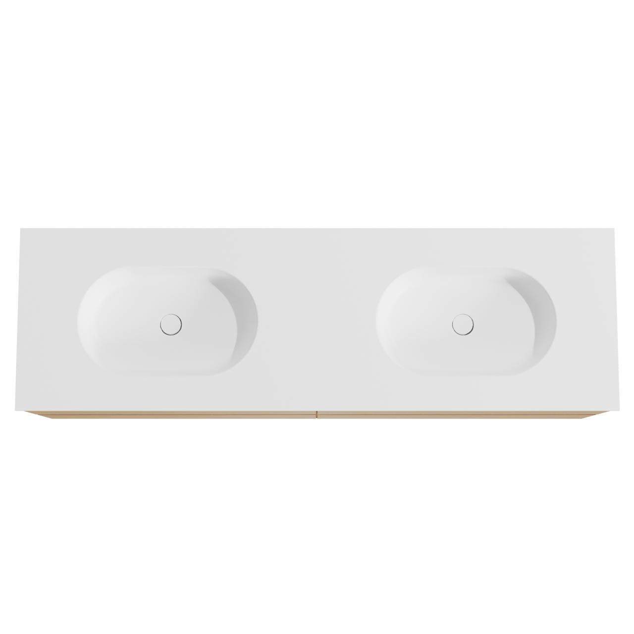 Balmani Mitra zwevend badmeubel 180 x 55 cm naturel eiken met Tablo Oval dubbele wastafel in solid surface mat wit