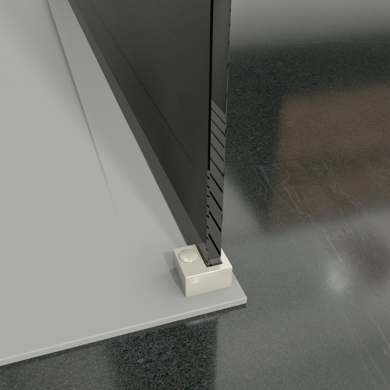 Balmani Modular douche à l'italienne 180 x 200 cm verre fumé avec bande matte profil inox brossé