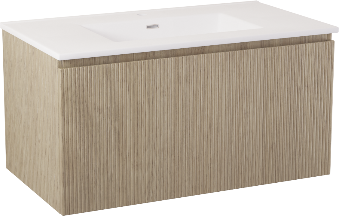 Storke Ribs Badmöbel Set mit Kera Waschtisch