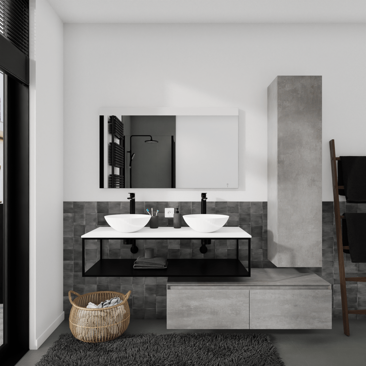 Storke Edge Modulo zwevende wastafelonderkast 120 x 48 cm beton donkergrijs 2 lades