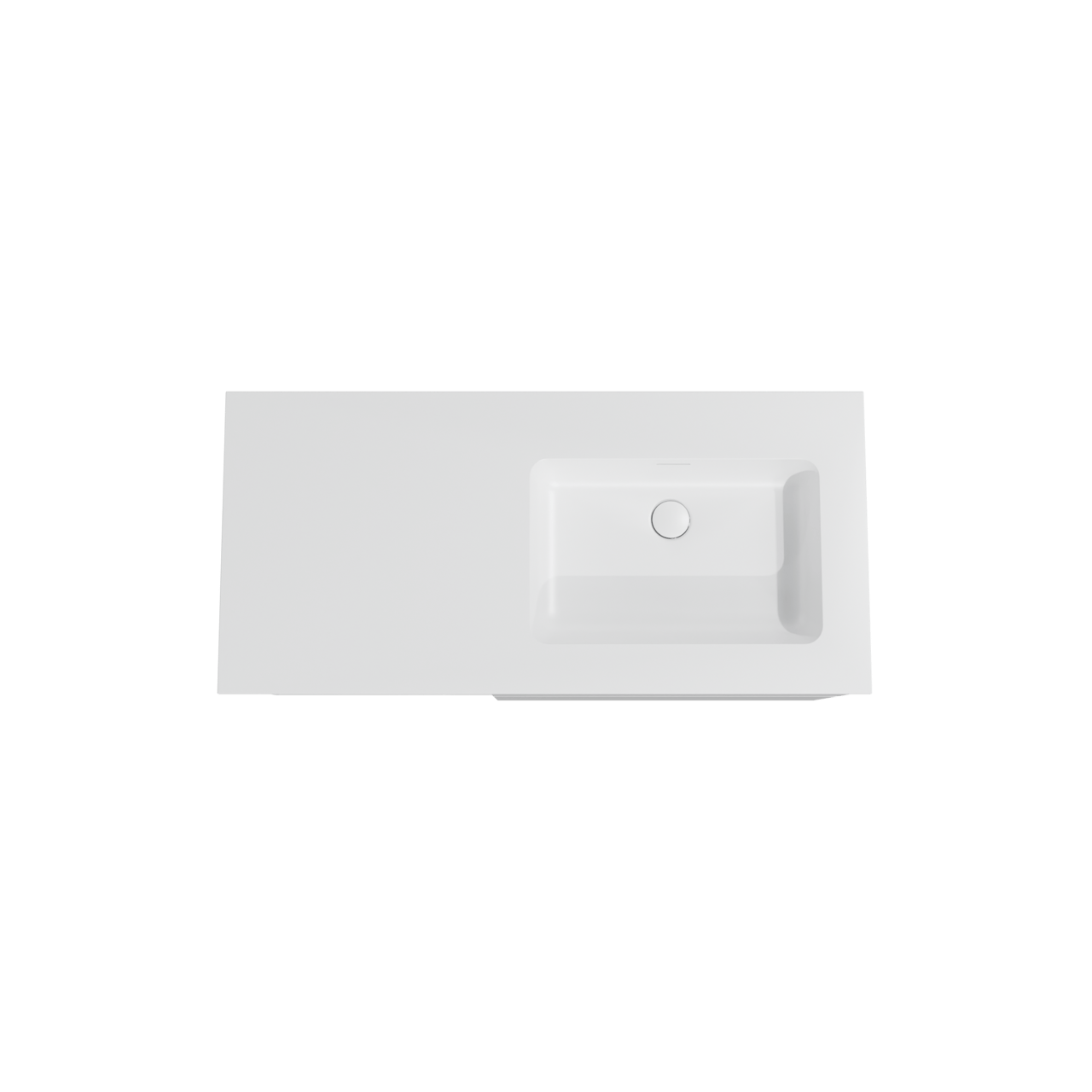 Storke Edge hängendes Möbelstück Set: 110 x 52 cm, Weiß glänzend, mit Mata Waschtisch rechts, Solid Surface Weiß matt