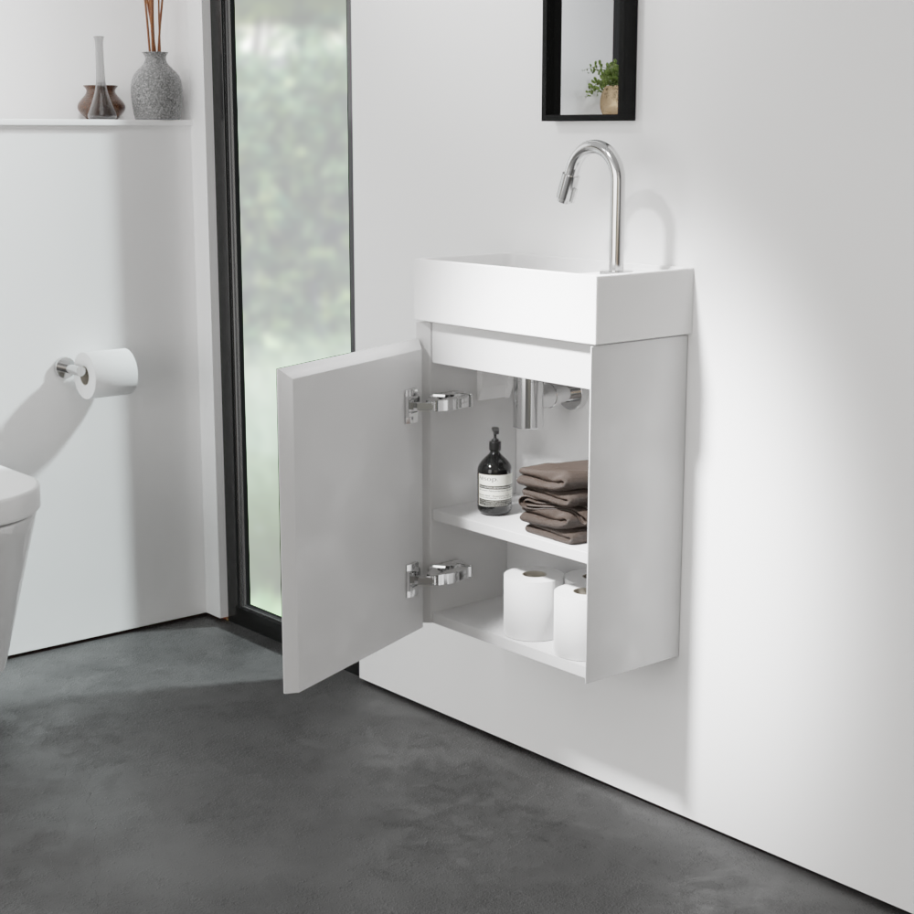 Balmani Mitra meuble wc suspendu 42 x 21 cm blanc mat avec Dama lavabo en Solid Surface mat