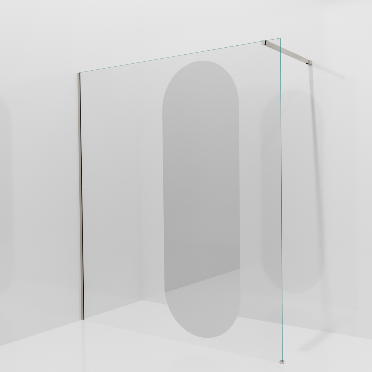 Balmani Modular inloopdouche: 180 x 200 cm, Reflex ovaal spiegelglas, Brushed CoolMetal profielen