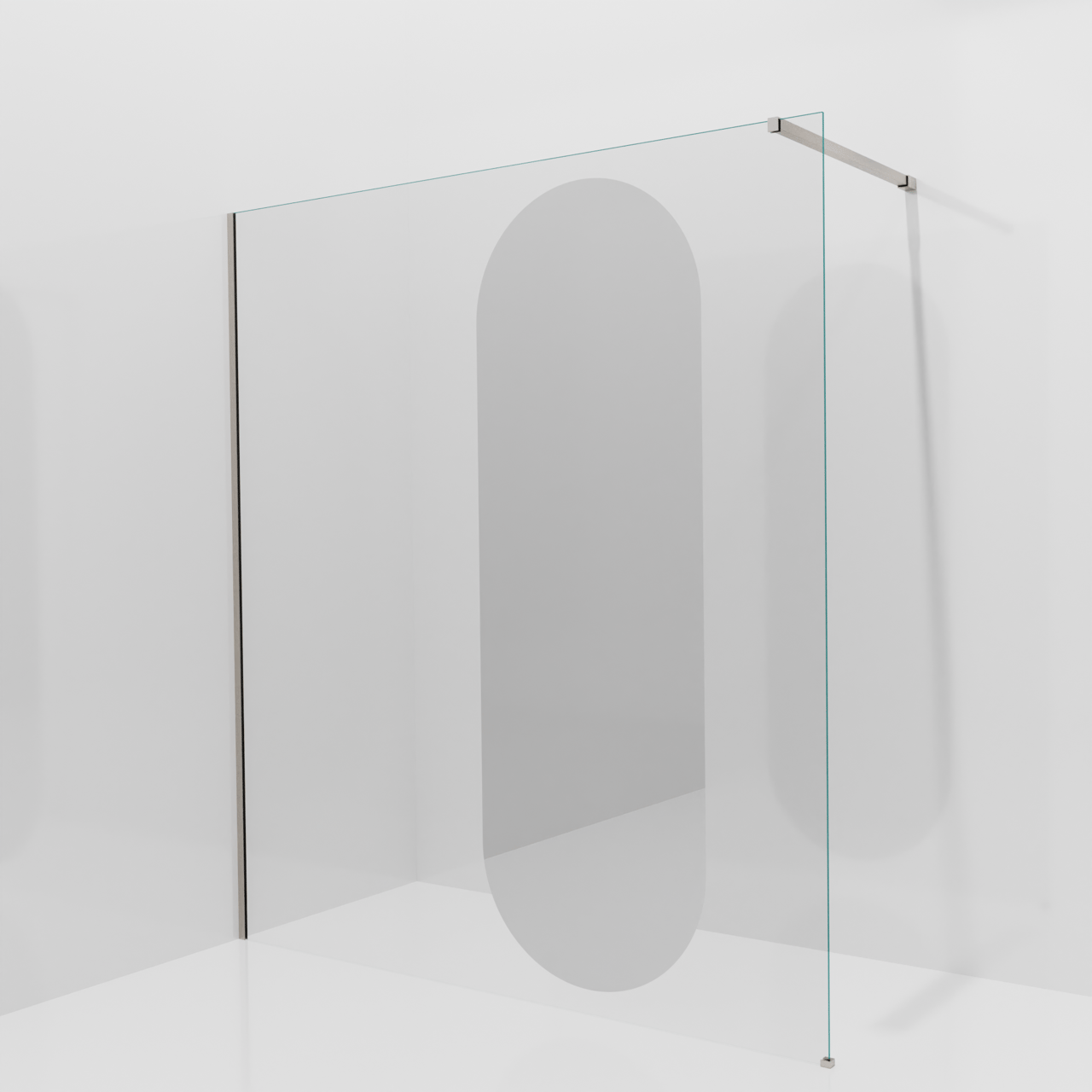 Balmani Modular inloopdouche: 180 x 200 cm, Reflex ovaal spiegelglas, Brushed CoolMetal profielen