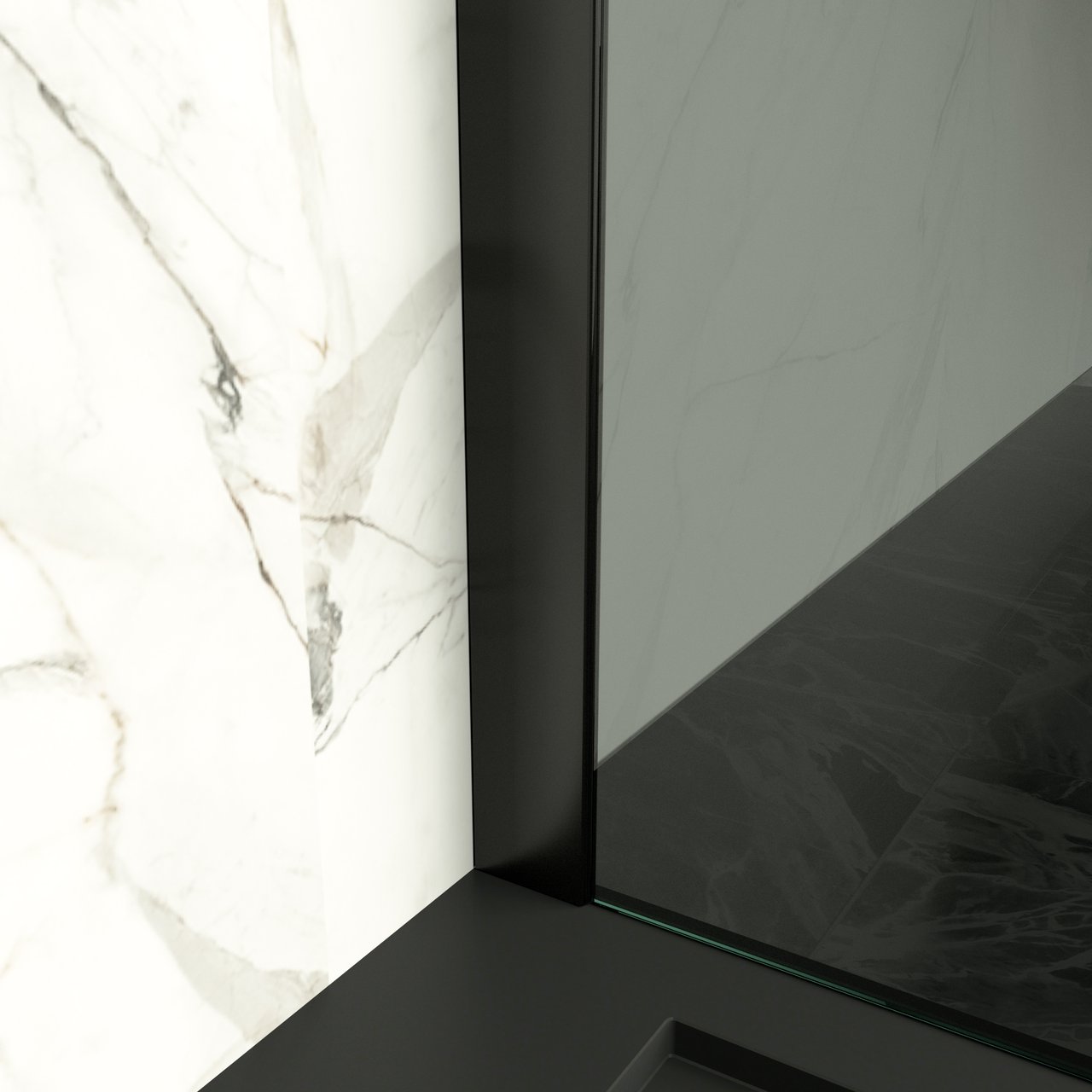 Balmani Modular douche à l'italienne 180 x 200 cm verre fumé profil noir mat