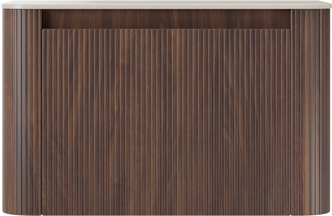 Storke Soft meuble salle de bains suspendu 80 x 46 cm noyer avec Tavola Soft tablette simple en Solid Surface beige granite, Nervure droite symétrique verticale