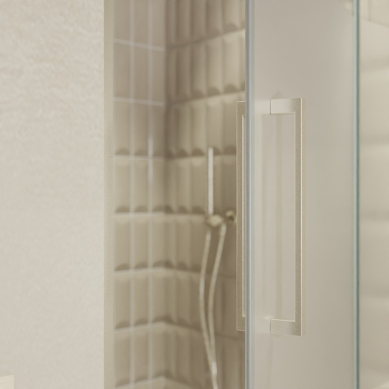 Balmani Senses Design douche draaideur rechts 100 cm x 210 cm Helder glas met matte strook, Brushed CoolMetal profielen