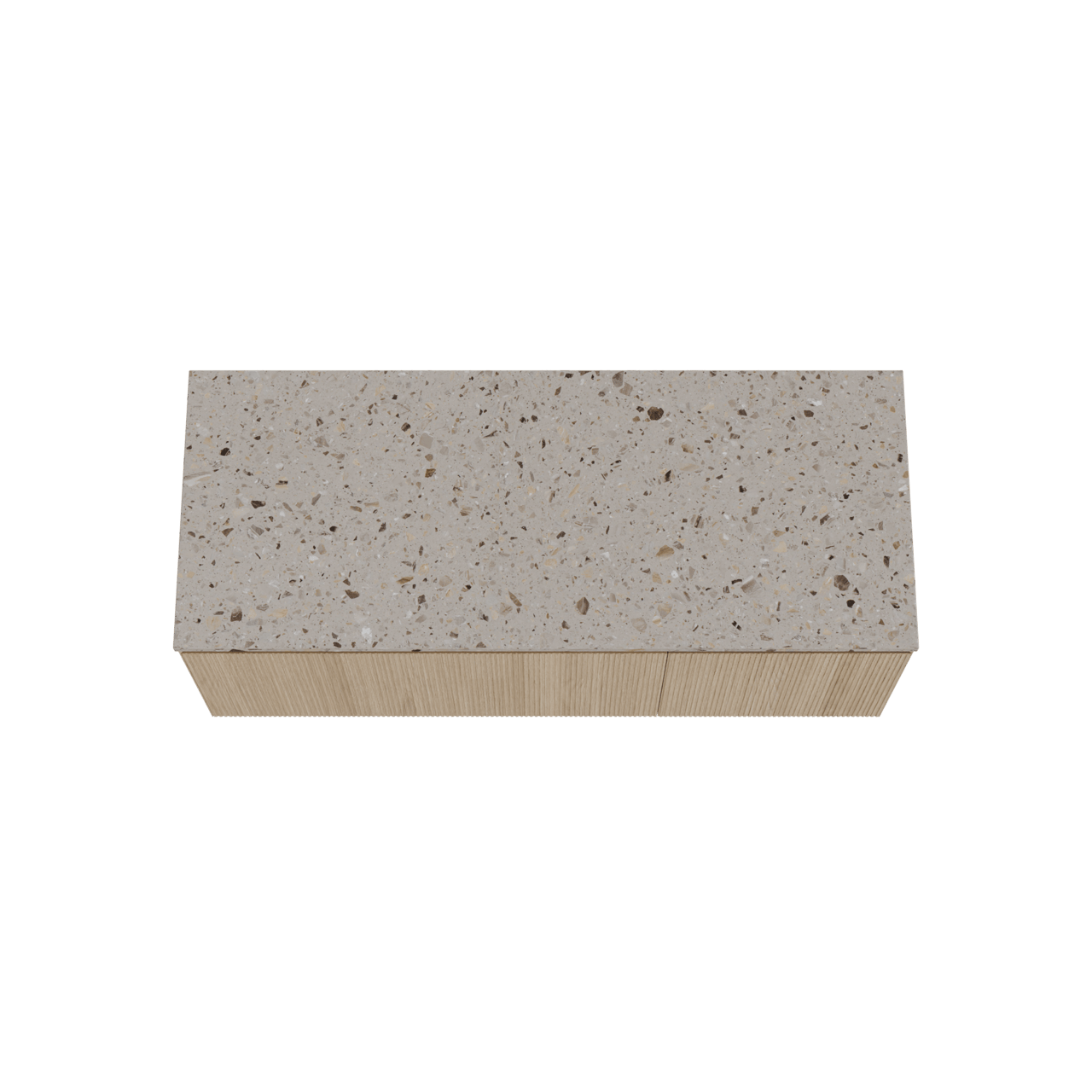 Balmani Fila meuble salle de bains suspendu 135 x 55 cm chêne naturel avec Stretto tablette simple ou double en terrazzo greige terrazzo, Nervure droite symétrique verticale
