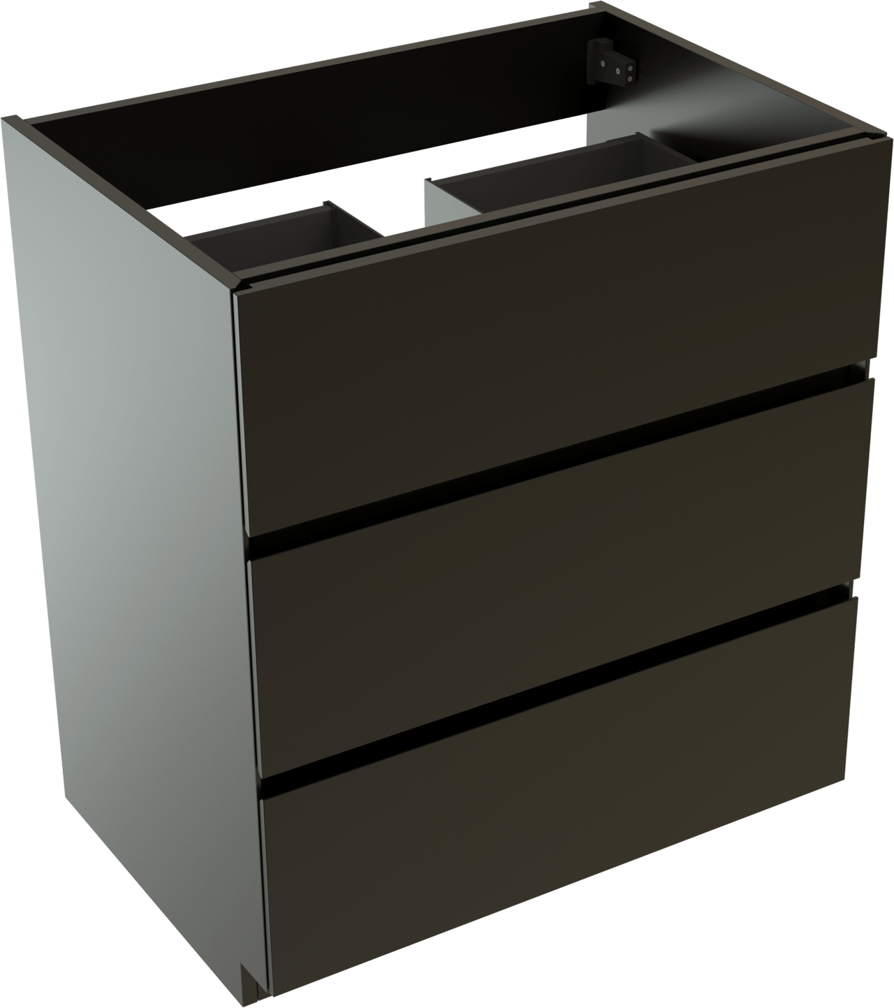 Storke Edge meuble sous-vasque a poser 75 x 52 cm Noir Mat 3 tiroirs