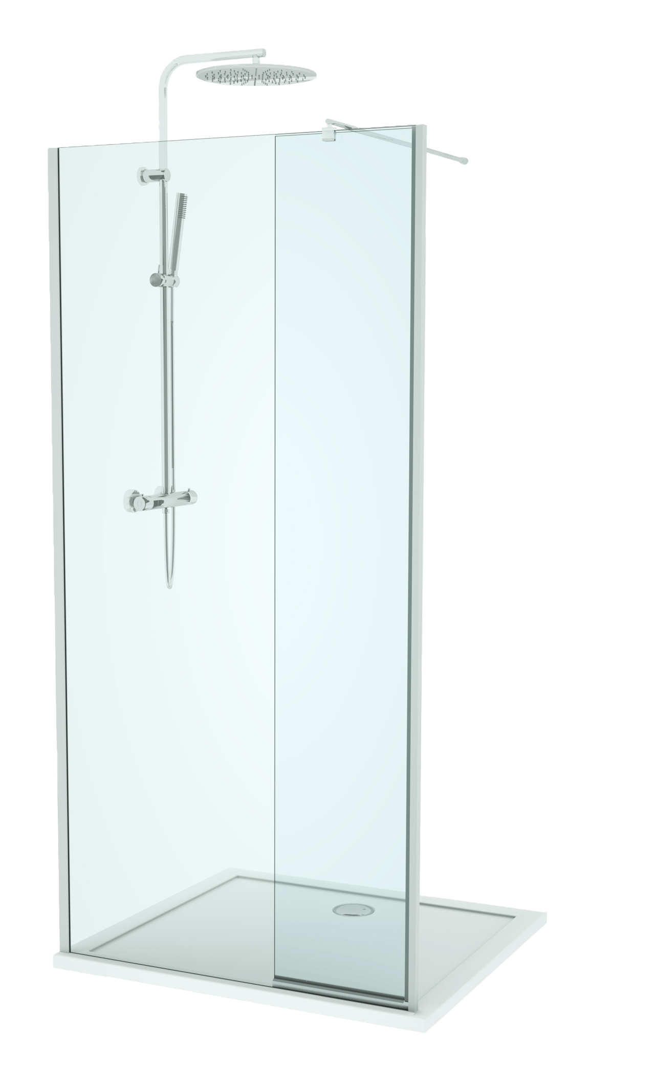 Linie Twist inloopdouche met beweegbare zijwand 100 x 200 cm helder glas glanzend chroom profiel