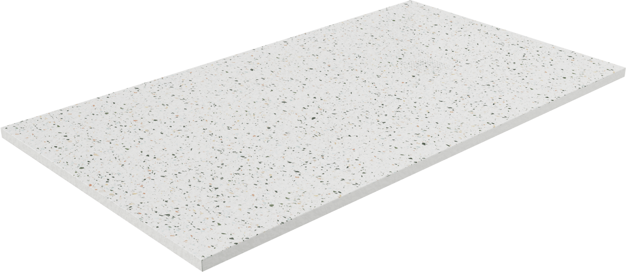 Balmani Impress douchebak 160 x 90 cm composietmarmer mat wit/zwart terrazzo rock structuur