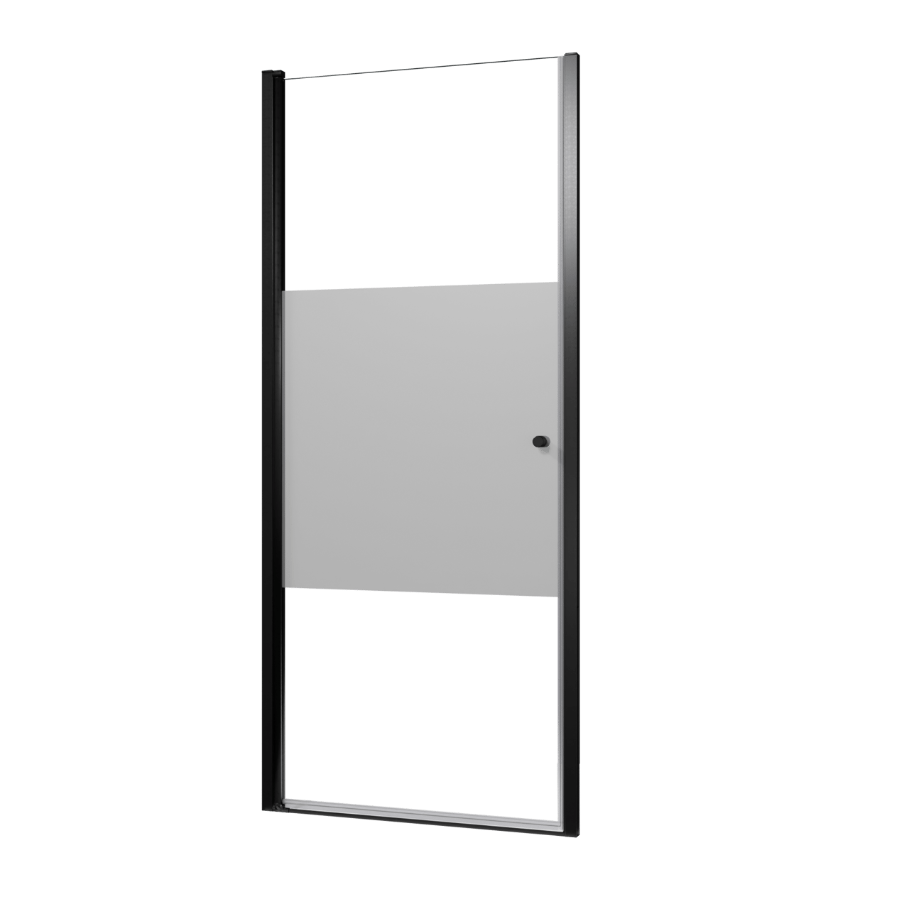 Luca Varess Kuresa douche draaideur 90 x 200 cm helder glas met matte strook mat zwart profiel