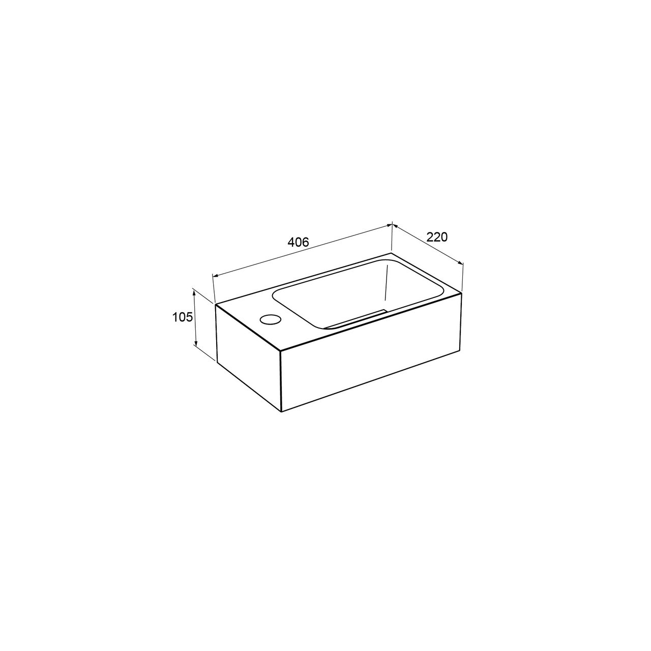 Linie Lado hängendes WC-Möbel-Set, 40 x 22 cm, braune Eiche, mit Vano Waschtisch, glänzendes marmorkomposit