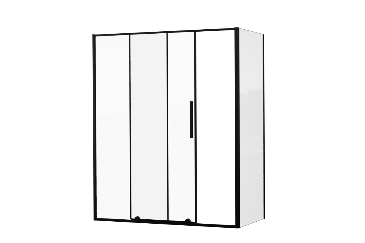 Luca Varess Morano douchehoek met schuifdeur en vaste zijwand 160 x 80 cm helder glas mat zwart profiel