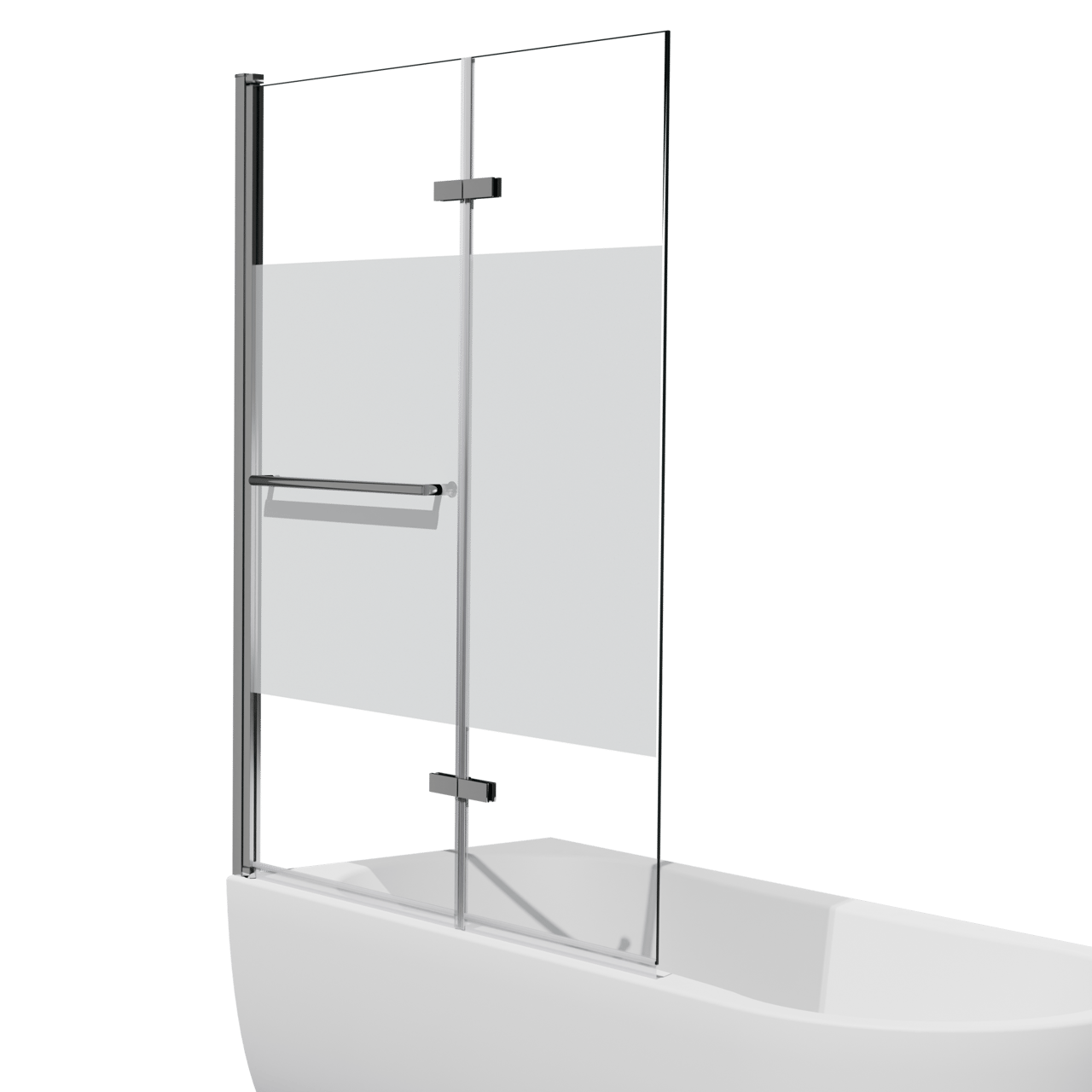 Luca Varess Kuresa pare-baignoire pliant en 2 pièces 120 cm verre transparent avec bande matte profil chrome brillant