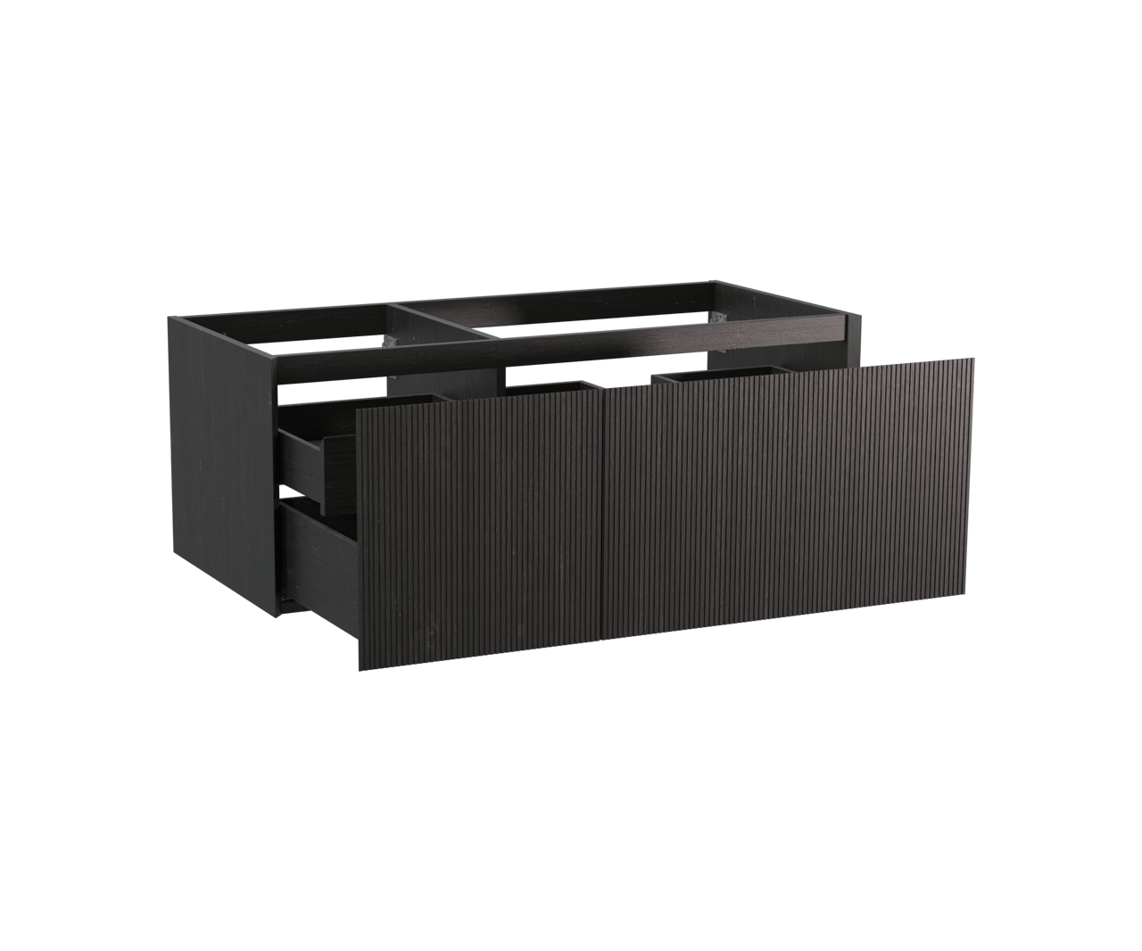 Balmani Fila meuble sous-lavabo suspendu 120 x 55 cm asymétrique droite placage chêne noir 4 tiroirs