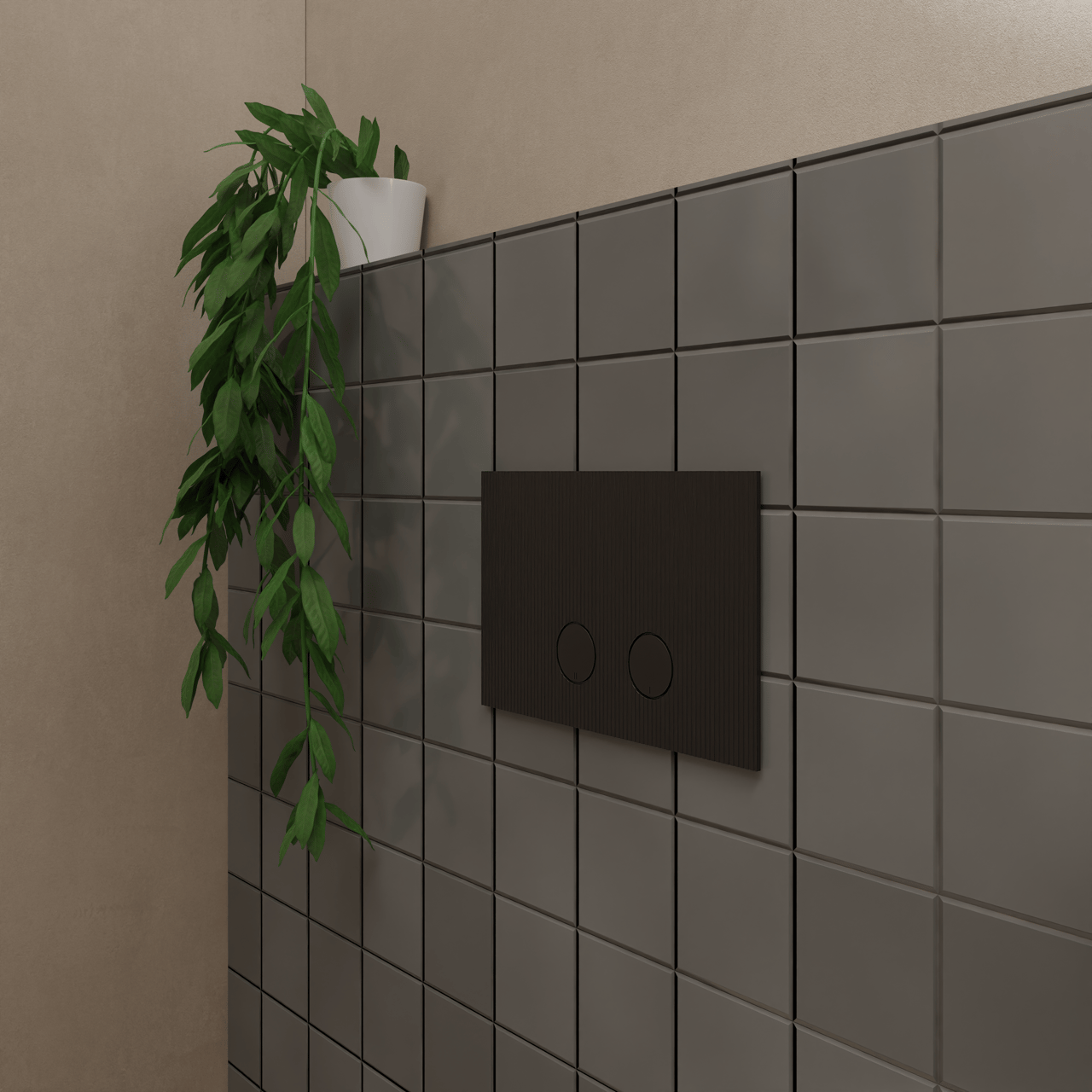 Perola Ribs bedieningspaneel Mat Zwart voor UP320 of UP720 inbouwreservoir