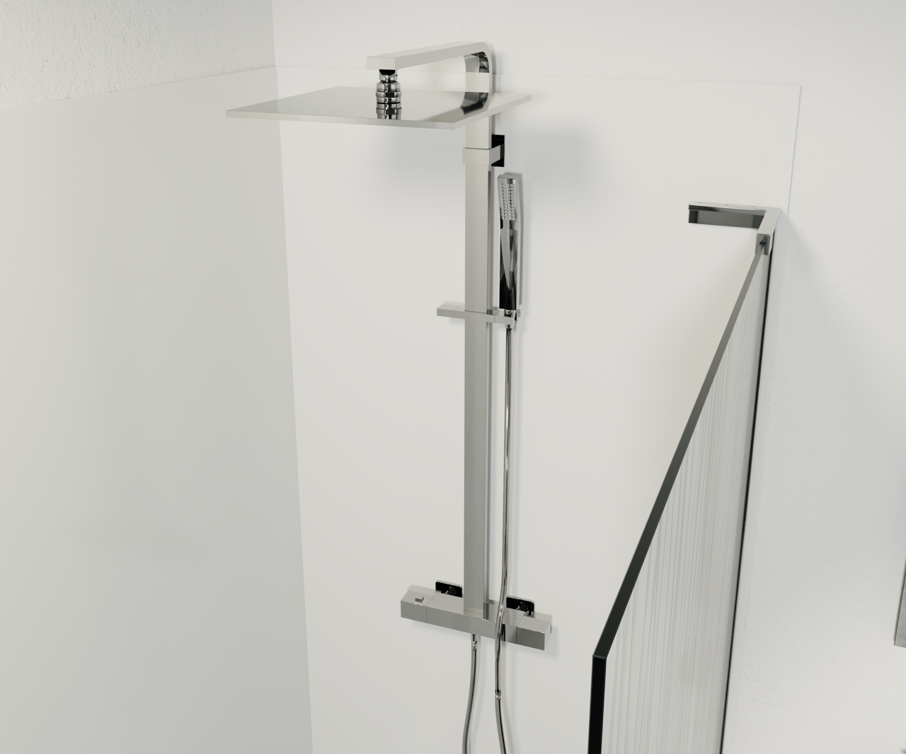 Balmani Modular douche à l'italienne 136 x 200 cm verre mikado et profil chrome