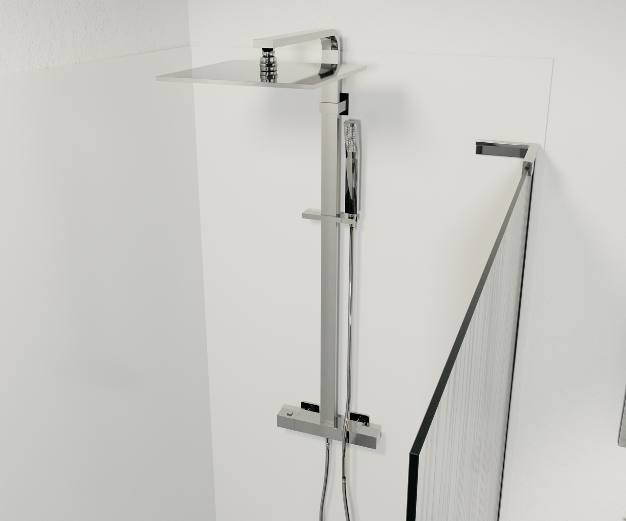 Balmani Modular douche à l'italienne 136 x 200 cm verre mikado et profil chrome