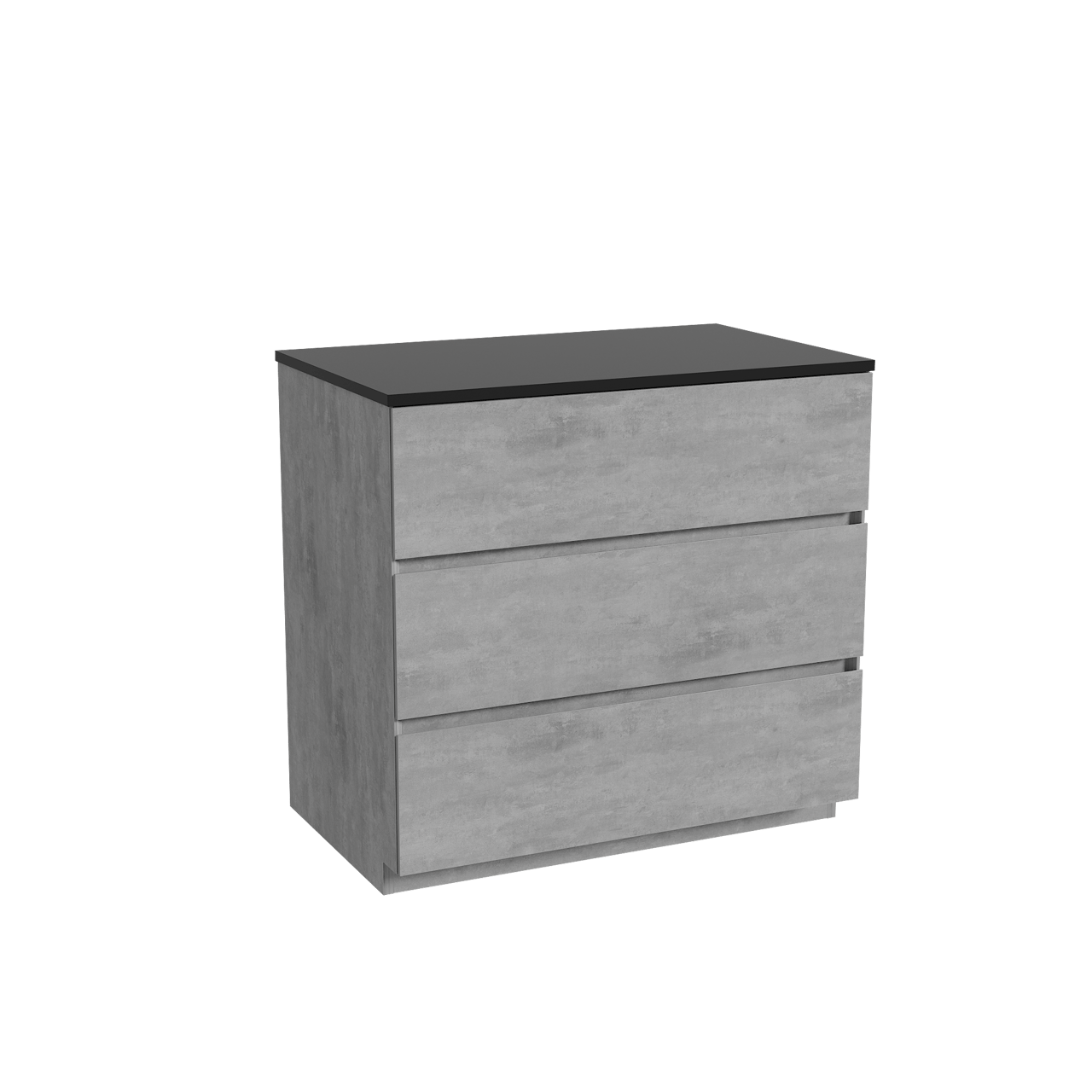 Storke Edge staand badkamermeubel 85 x 52 cm beton donkergrijs met Panton enkel tablet in gepoedercoate mdf mat zwart