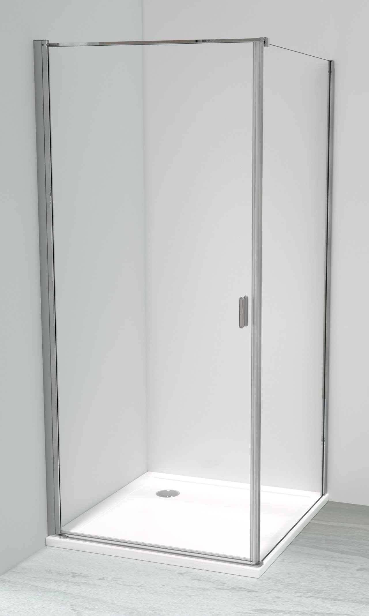 Luca Varess Romeo douchehoek met draaideur en vaste zijwand 90 x 90 cm helder glas glanzend chroom profiel