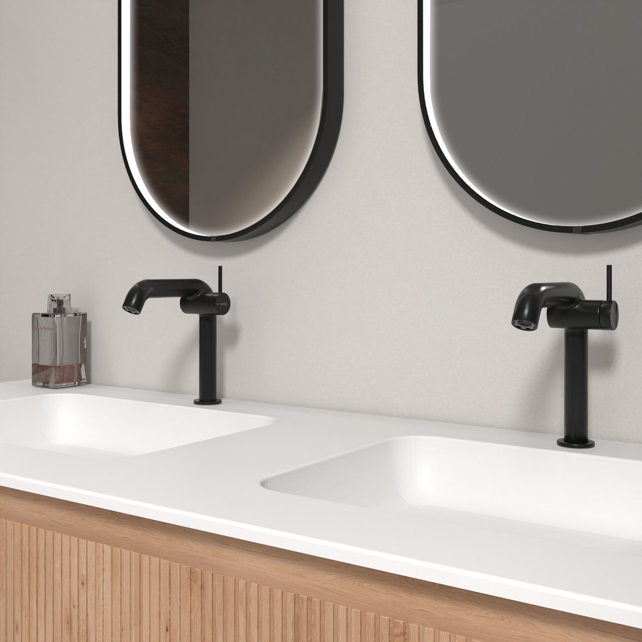 Blaufoss Round M EcoStart Standard-Waschtischarmatur Schwarz matt