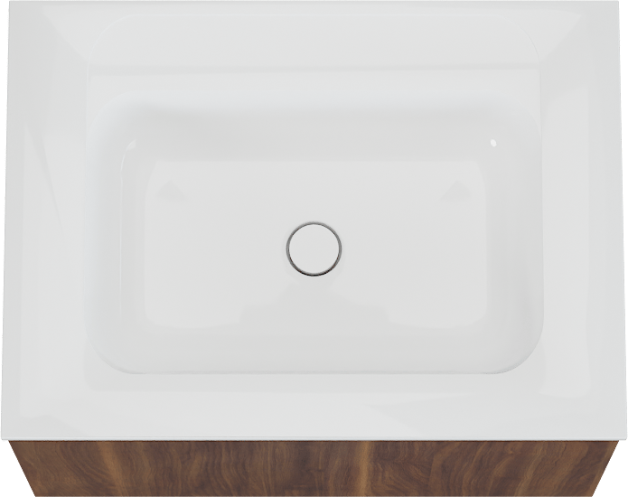 Balmani Sfera zwevend badmeubel 75 x 55 cm amerikaans notenhout met Tablo Strada enkele wastafel in composietmarmer hoogglans wit