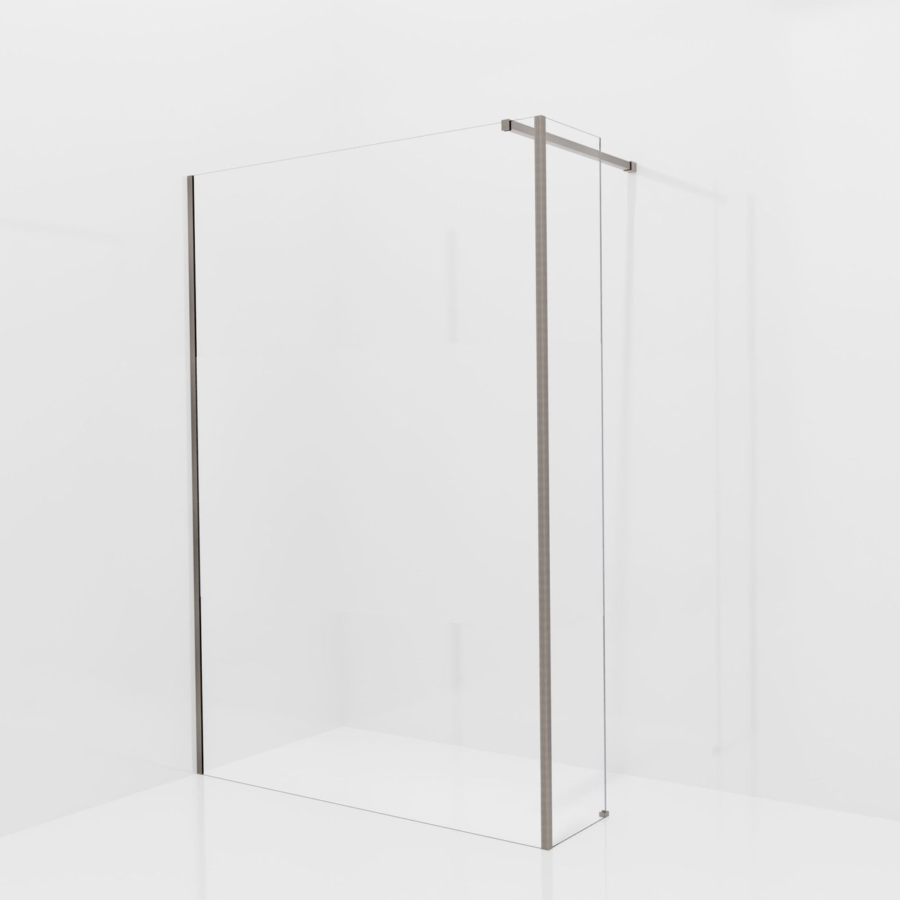 Balmani Modular Walk-In Dusche mit fester Seitenwand: 140 x 200 cm, Klarglas mit mattiertem Streifen, inklusive Coating, Profil Brushed GunMetal