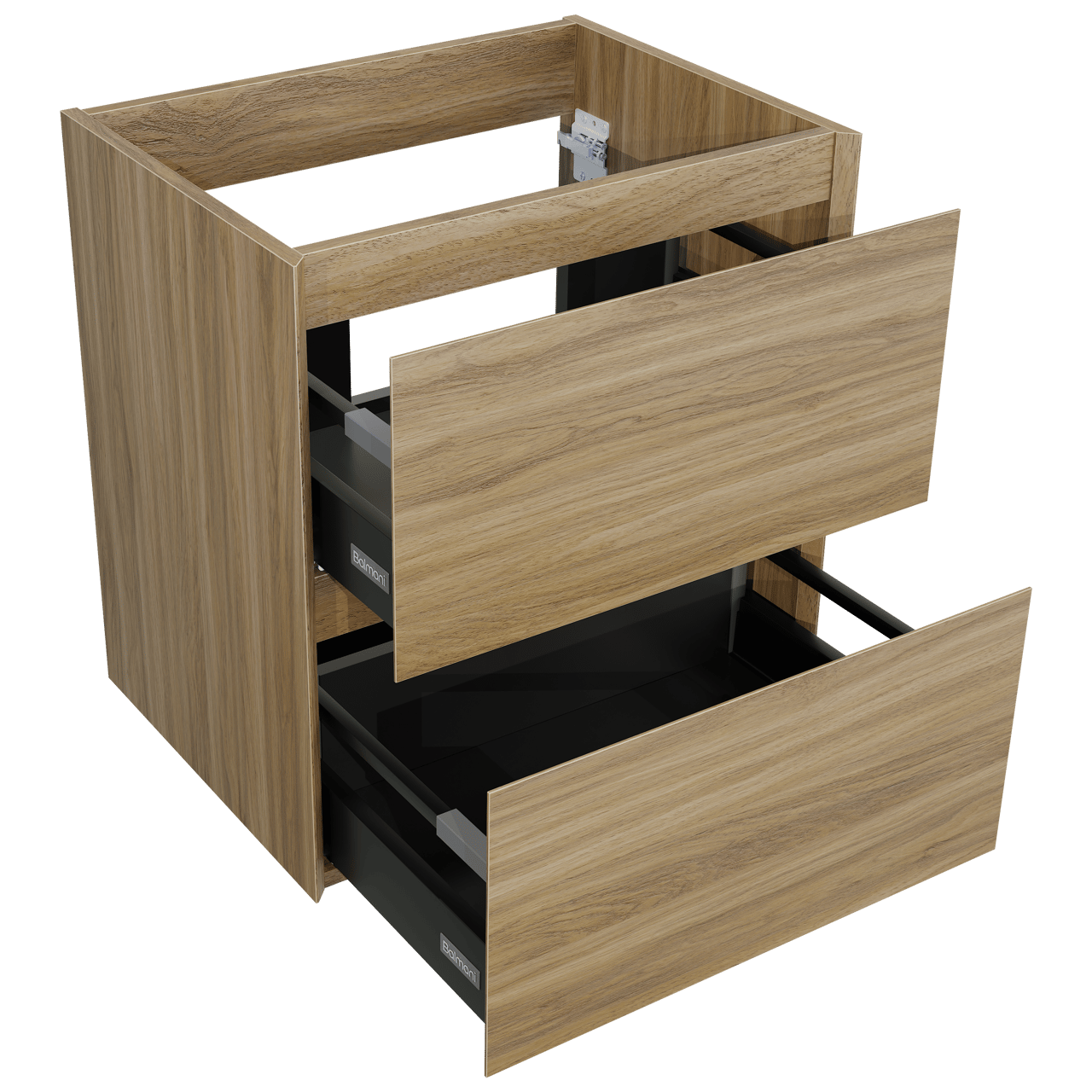 Balmani Mitra Compact hängendes möbelstück Waschtischunterschränke 60 x 46 cm wildeiche 2 Schubladen