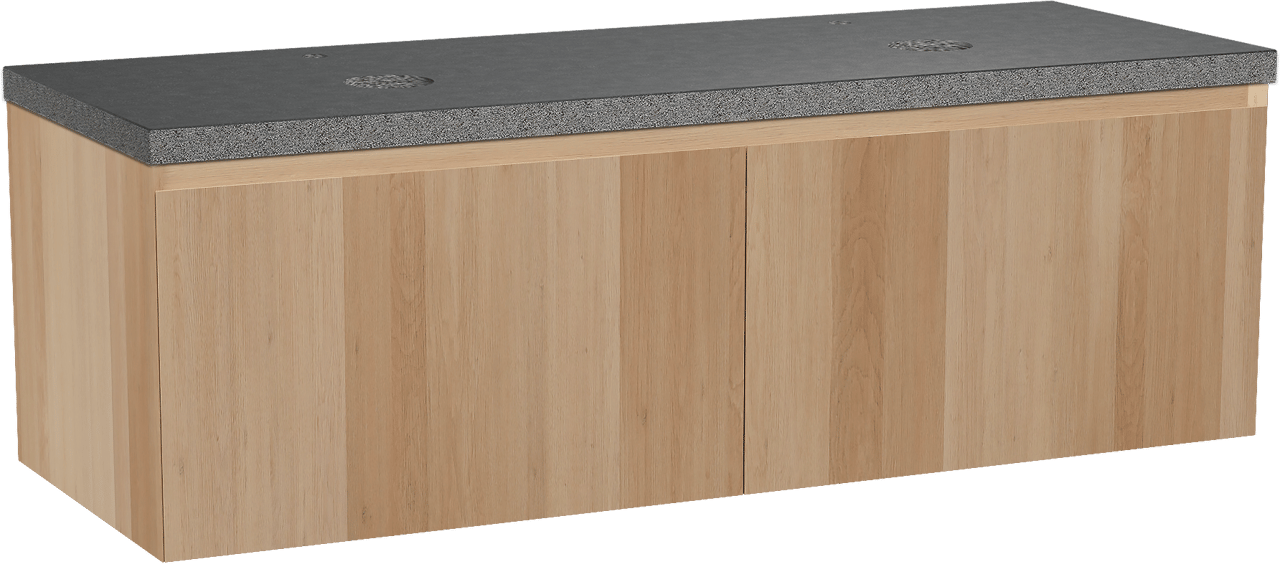 Balmani Idra meuble salle de bains suspendu 150 x 55 cm chêne naturel avec Rock tablette double en granit noir