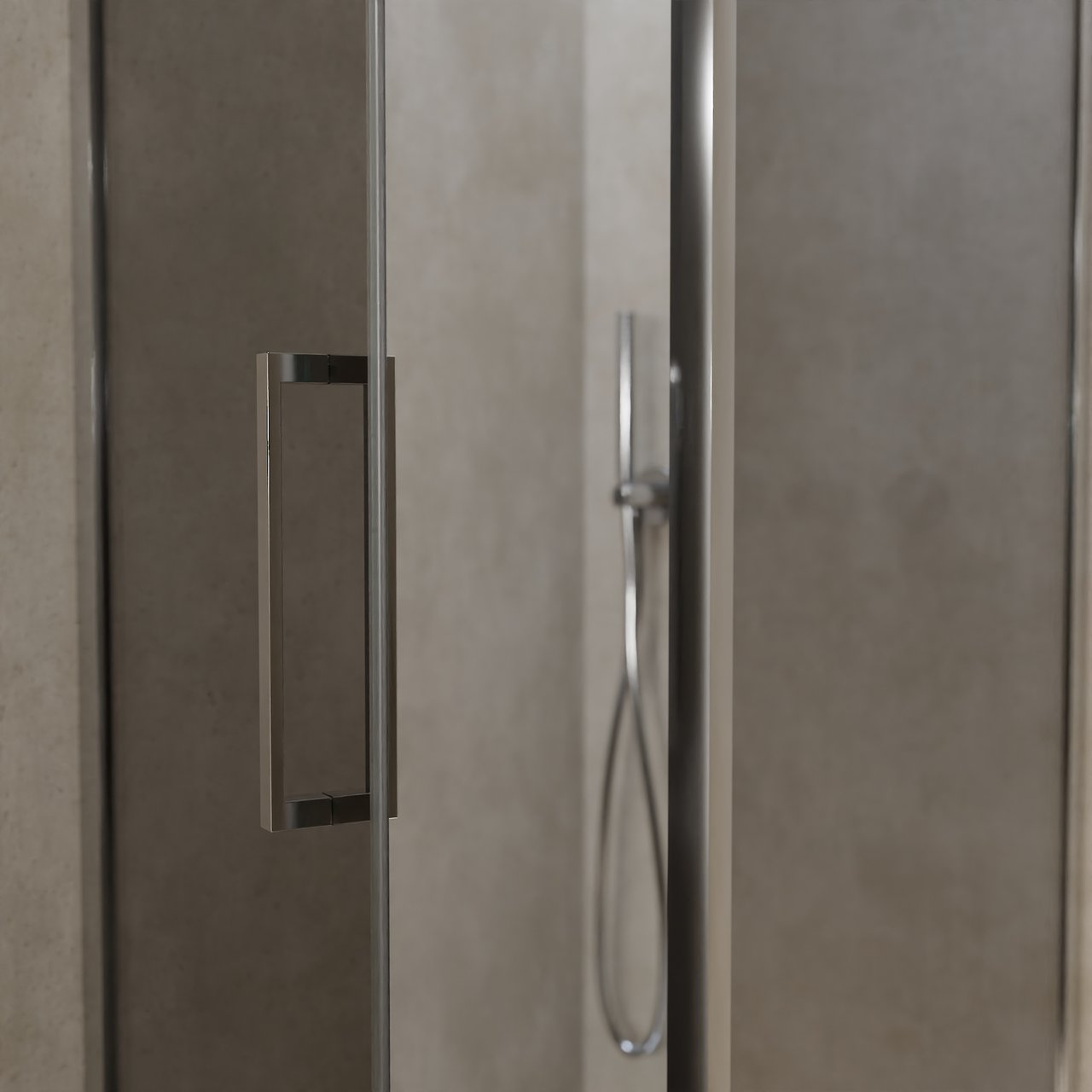 Balmani Senses Design douche en coin avec porte pivotante à gauche et paroi latérale fixe, 90 x 90 cm, Miroir Reflex, Profil chrome, coating inclus