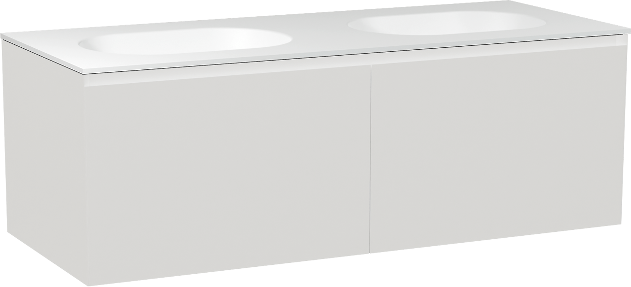 Balmani Idra meuble salle de bains suspendu 135 x 55 cm blanc mat avec Tablo Oval double vasque en solid surface blanc mat