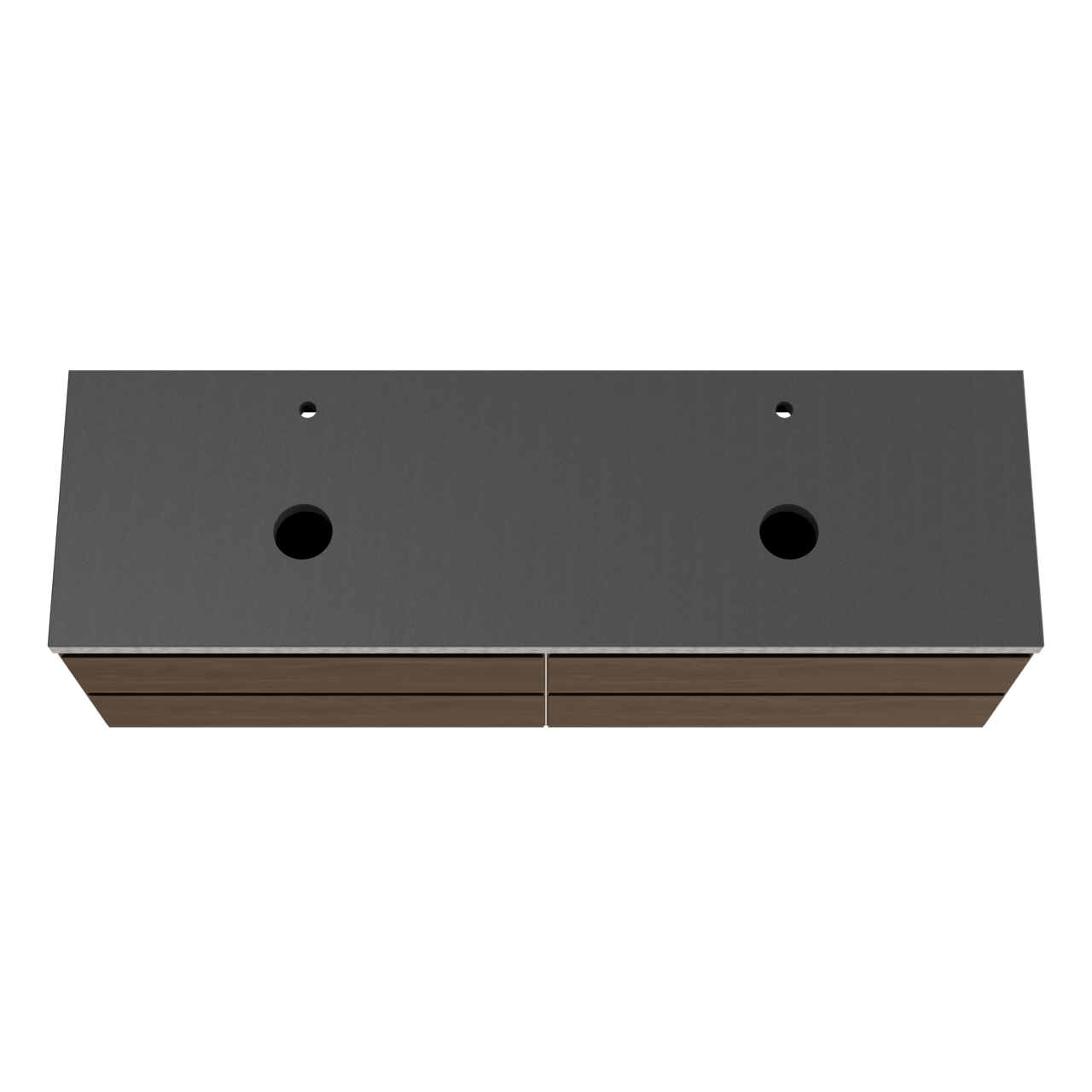 Balmani Mitra meuble salle de bains suspendu 180 x 55 cm noyer américain avec Rock tablette double en granit noir