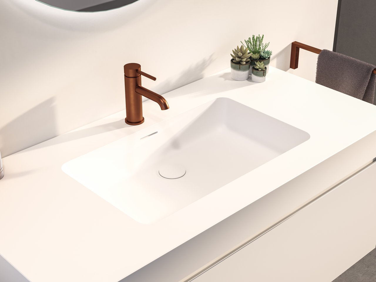 Storke Mata High enkele wastafel matte Solid Surface 106 x 52 cm