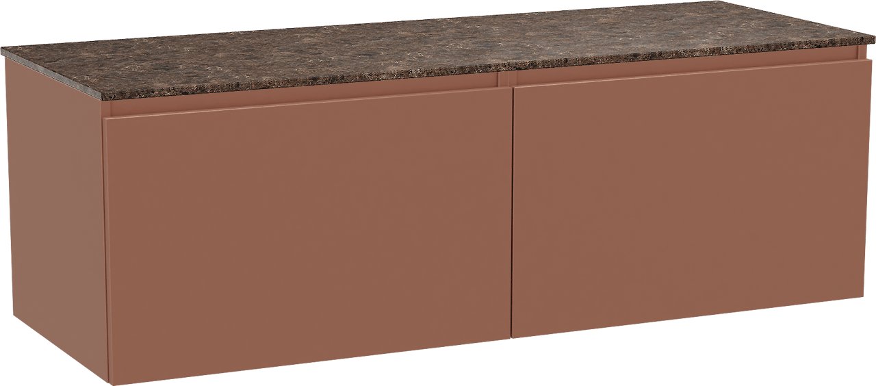 Balmani Sfera hängendes Möbelstück Set: 150 x 55 cm, Cotto, mit Stretto Einzel- oder Doppel Waschtischplatte, Marmor Dark Emperador