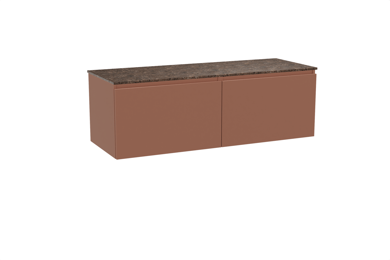 Balmani Sfera meuble salle de bains suspendu 150 x 55 cm cotto avec Stretto tablette simple ou double en marbre dark emperador