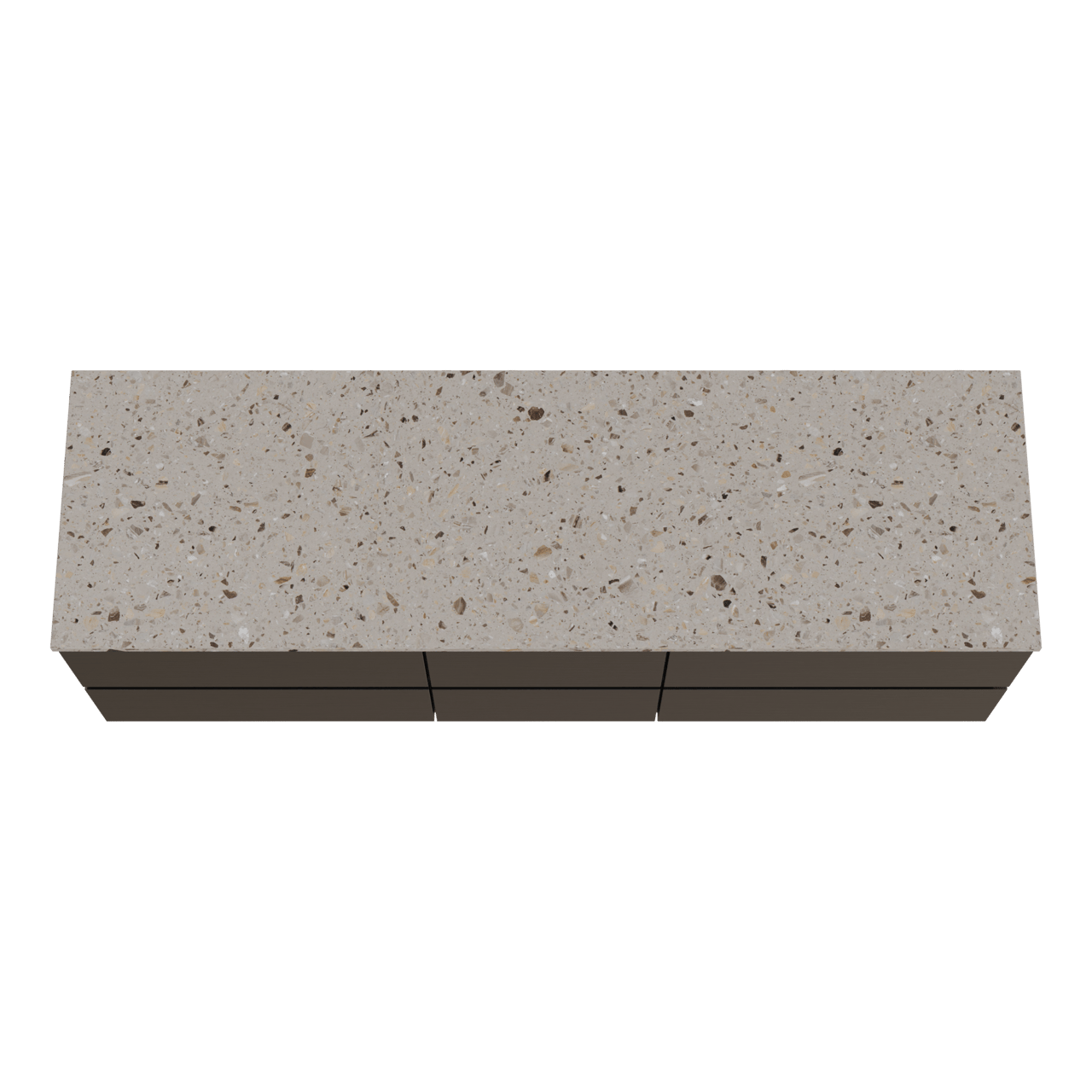 Balmani Lucida hängendes Möbelstück Set: 180 x 55 cm, Schwarze Eiche, mit Stretto Einzel- oder Doppel Waschtischplatte, Terrazzo in Greige
