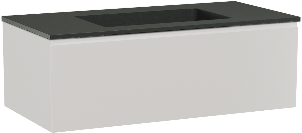 Storke Edge meuble salle de bains suspendu 105 x 52 cm blanc brillant avec Scuro plan simple en quartz noir mat