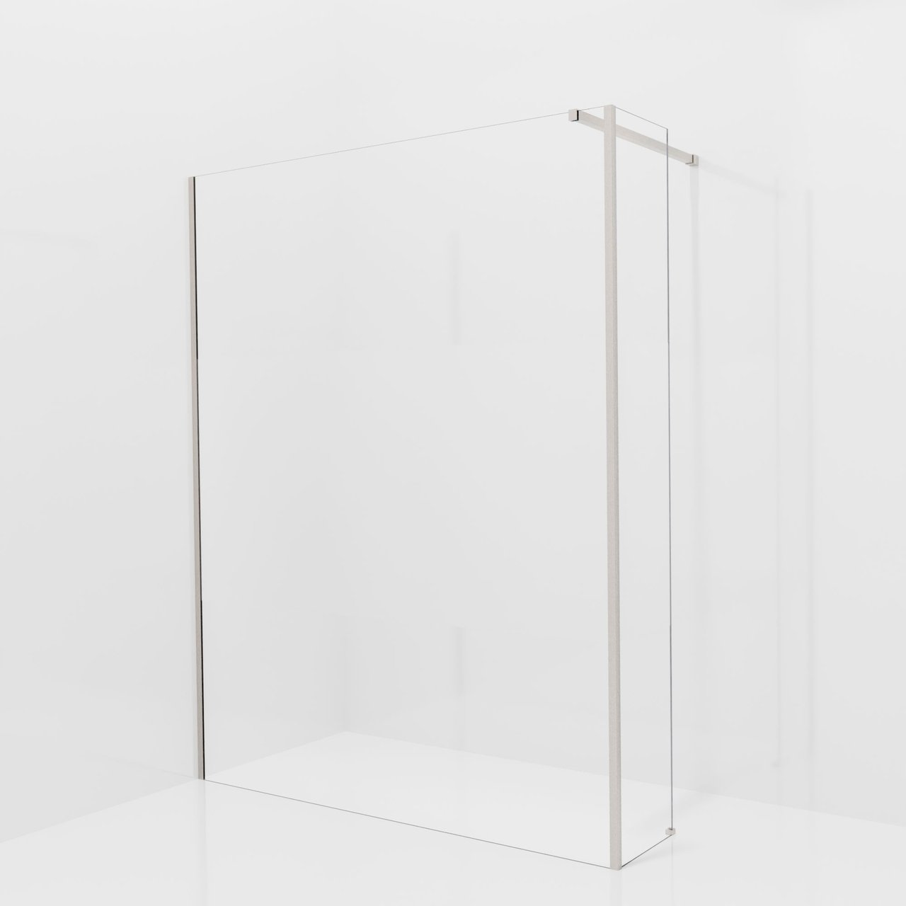 Balmani Modular Walk-In Dusche mit fester Seitenwand: 160 x 200 cm, Klarglas mit mattiertem Streifen, inklusive Coating, Profil Brushed CoolMetal